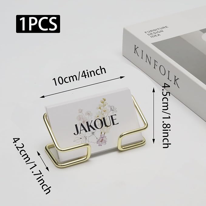 Gold Business Card Holder for Desk, Metal Card Organizer & Office Desk Accessories, Elegant Desktop Display Stand, 1 Pack, Luxury Golden