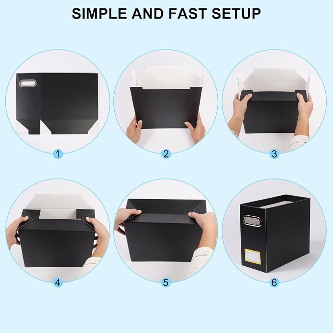 Collapsible File Organizer Box with Handle,12.20x5.11x9.84Inches, Filing Organizer for Home or Office, Small Portable File Box (4 Packs, Black-Yellow)