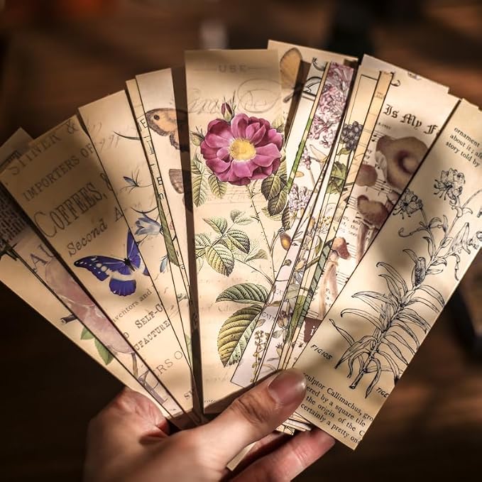 Generic 30PCS Vintage Aesthetic Bookmarks for Reading Women, Retro Natural Butterfly Flower Boxed Cardboard Paper Bookmarks Gifts for Book Lovers (A - 30 PCS)