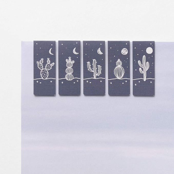 Monolike Magnetic Bookmarks Night Cactus, Set of 5