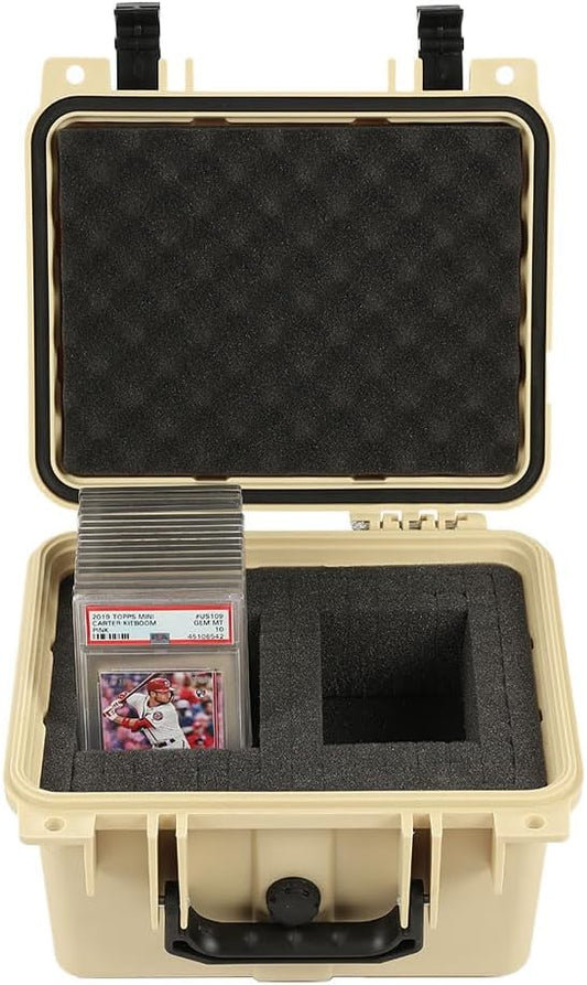 CROSSDESIGN Adjustable Organizer Case with Removable Dividers & Protective Foam for Camera, Storage Container for Tools Screws Craft Supplies, Storage Box for Collectible Cards, Beige Medium