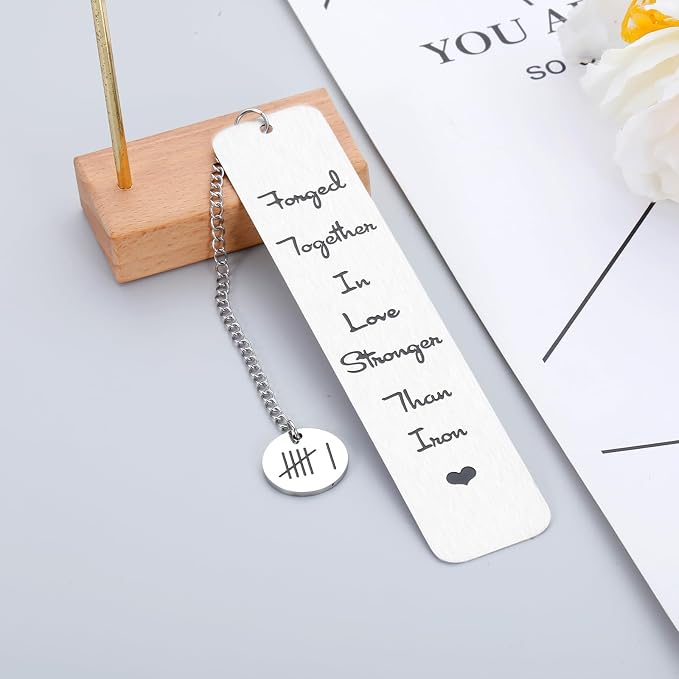 6th Anniversary Bookmark Gifts for Her & Him - Iron & Steel Gifts for Couples & Wedding