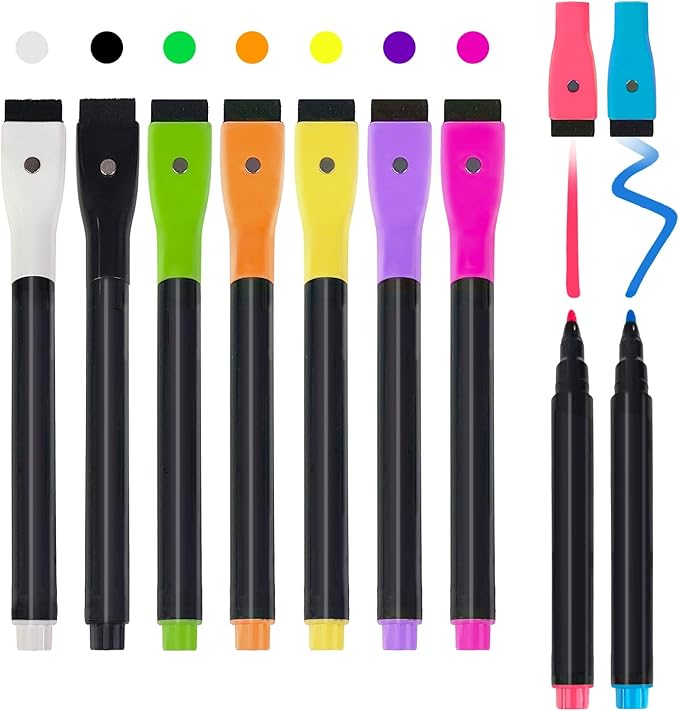 9-Colors Neon Liquid Markers for LED Drawing Board, Magnetic Erasable Markers-Compatible with LED Note/Writing Board, Acrylic Calendar, Glass Windows, Fluorescent Wet or Dry Erase Markers Fine Tip