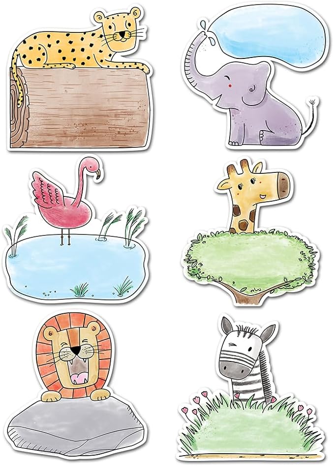 CTP Safari Friends 6" Designer Cut-Outs, Set of 36 accents, 6” Each (Creative Teaching Press 3278)