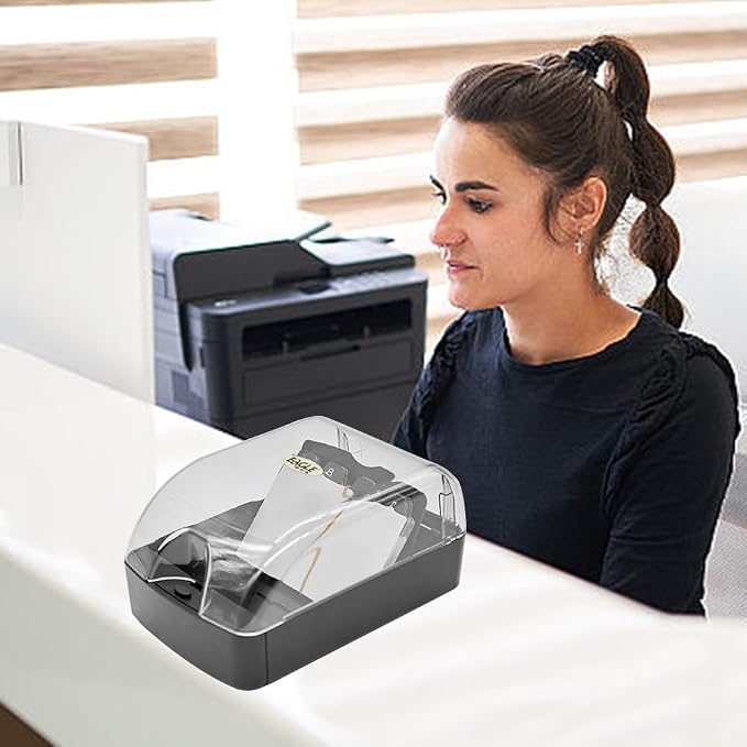 Business Card Box, Lightweight Desk Organizer with Clear Lid Storage up to 350 Cards Credit Cards Holder File Box Storage for Tabletop Office(COLOR:clear black)