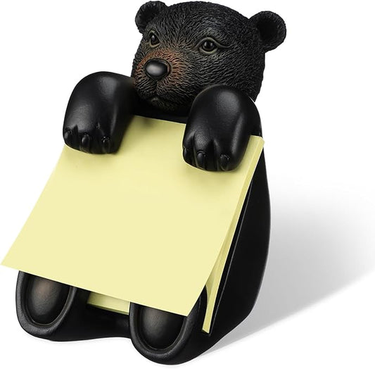 Chunful 3pcs Pop-up Note Dispenser Set Include Resign Black Bear Note Dispenser, 2 Pcs 3" x 3" Sticky for Office Desk Accessories
