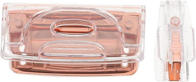 TEHAUX 5sets Portable Office Hole Punch and Staple Remover Set Rose Gold Design Performance for Everyday Use for Organizing Documents Includes Stapler Remover