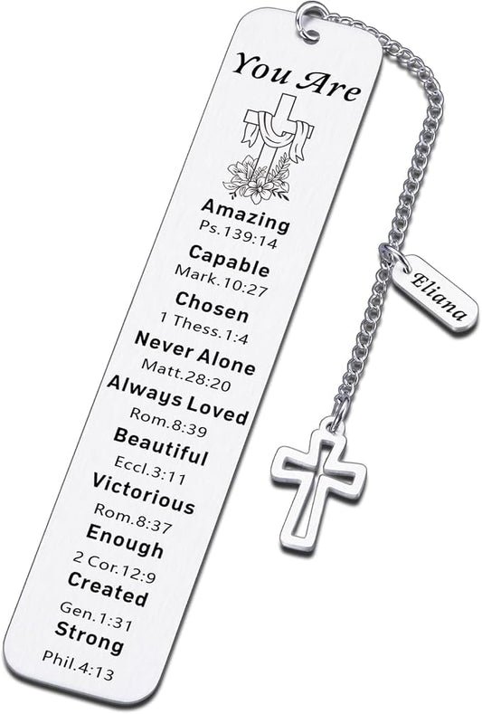 Christian Personalized Bookmark, Catholic Easter Basket Stuffers, Custom Bookmark, Easter Basket Essentials, Baptism First Communion Gifts for Girls Boys Teens, Book Marks for Reading Women Men Prayer