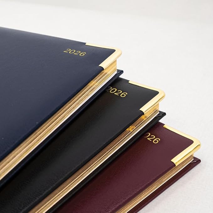 Letts of London® 2026 Classic Weekly Appointment Book and Planner, 12 Months, January to December, Gold Corners, Quarto Size, 10.25" x 8.25", English, Burgundy (C32YBY-26)
