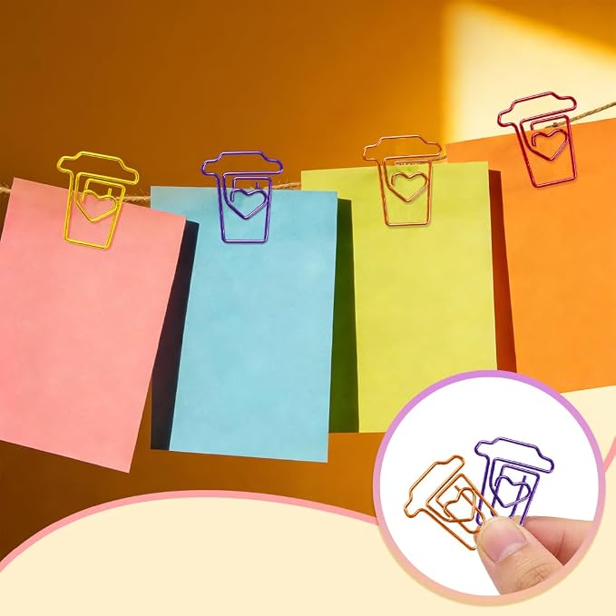 ELANE 36 pcs Paper Clips Bookmarks Dispenser Bookmark Memo Clip for School Teacher Office Supply Student Stationery. (Colorful-Cups)