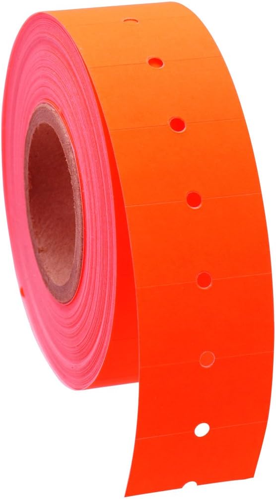 Fluorescent Red Labels with No Tamper Proof Slits to fit Towa® GS Series/Halmark/Century Price Guns 16 Pack (Free Ink roll Included)