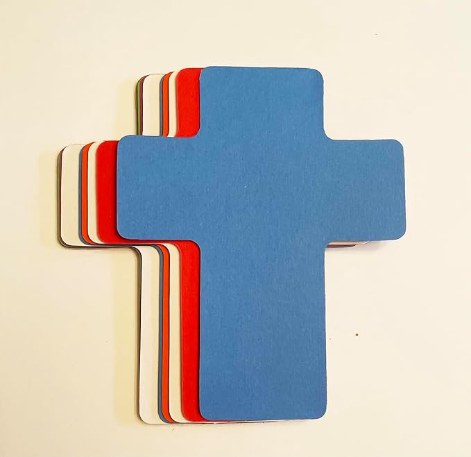 SHAPES ETC. 31 Pcs Cross Assorted Color Cut-Outs 2.75in, Construction Paper Shapes, Easter Bulletin Board Decorations, DIY Crafts, Easter, Christmas, Religious, Wall Cutouts, VBS, Made in USA