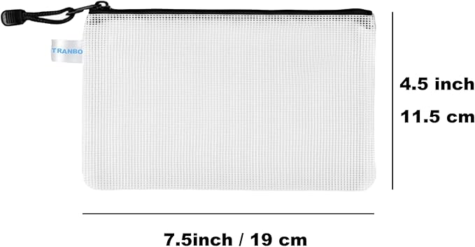 10 Pack Small A6 Size Mesh Zipper Pouches, Semi‑Clear Plastic Organizer Bags for Travel, School Supplies, Office and Home Organization – 7.5×4.5 Inch