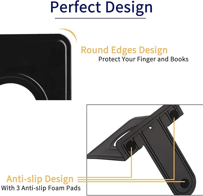 Jekkis 20pcs Book Ends Metal Bookends for Shelves, 6.6"x 5.7"x 5" Black Heavy Duty Bookends for Nonskid Supports Plain Large, Library Office Home, 10 Pair
