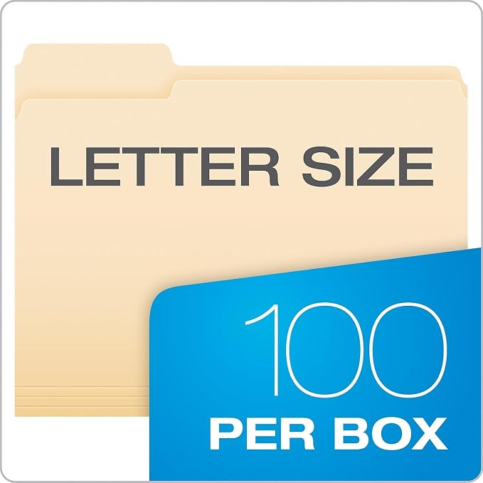 Pendaflex Interior File Folders, 1/3 Cut, Top Tab, Letter, Manila 100 Per Box, (4210 1/3)
