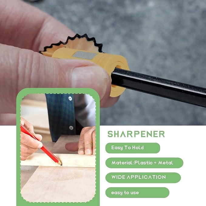 4 Pack Multicolor Carpenter Pencil Sharpener- Manual Pencil Sharpener for Flat Carpenter Pencils, Portable Pencil Sharpening Tool Pencil Sharpeners Writing and Correction Supplies