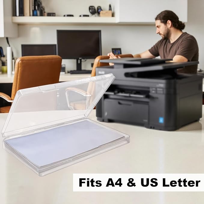 DUOFIRE 2 Pack Plastic File Storage Box with Lid, Clear File Boxes with Lids for A4 and US Letter Size Paper, Document Organizer for Office, Craft, Art Supplies, School and Business Use