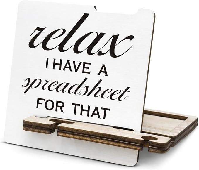 Funny Office Accountant Gifts - Multi-functional Desk Organizer - Humorous Office Relax Quote Wooden Decor Sign for Office Desk Shelf