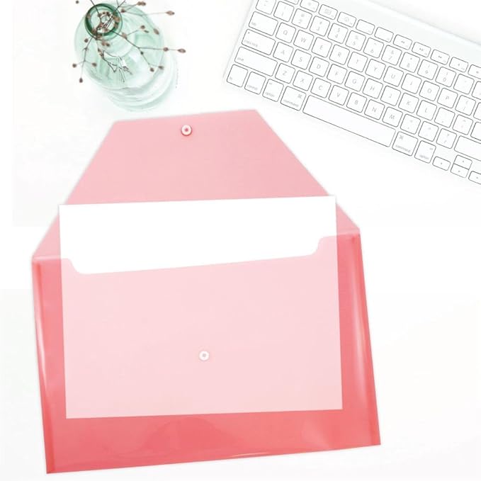 JAM PAPER Plastic Envelopes with Snap Closure - Legal Booklet - 9 3/4 x 14 1/2 - Red - 12/Pack