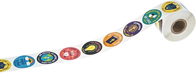 Christian Inspired Stickers / 500 Motivational Religious Worksheet Juvenile Rewards / 8 Alternating Encouraging Catholic Lutheran Phrase Designs / 1.5" Biblical Labels for Church Sunday School
