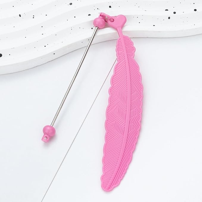 15 Packs Beadable Bookmarks with Bar Bulk Feather DIY Blank Bookmark for Beads Jewelry Pendants Charms Beading Book Make Marks Craft Colorful (14 Colors, 15 Packs)