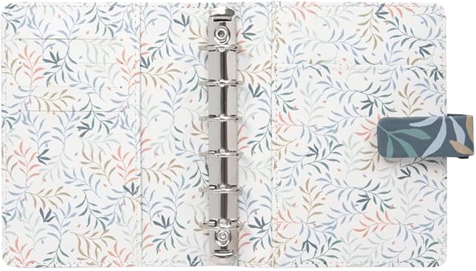 Filofax Botanical Organizer, Pocket Size, Blue - Smooth, Leather-Look, Six Rings, Week-to-View Calendar Diary, Multilingual, 2025 (C022644-25)