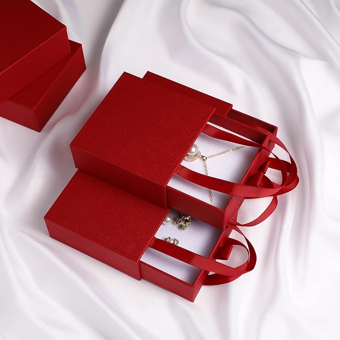 40 pcs paper boxes 9 x 9 x 3.5 cm, red luxury gift storage, jewelry gift storage box for earrings necklaces bracelets rings