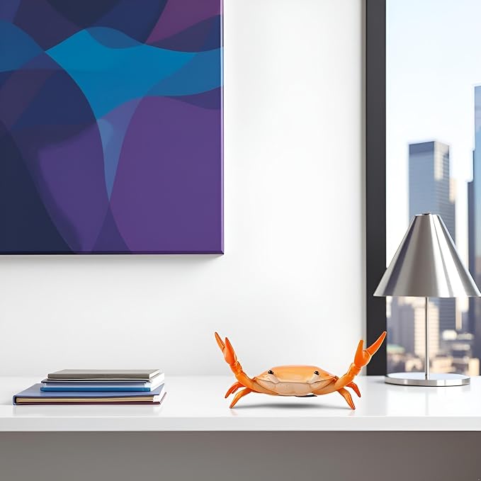 Orange Creative Crab Pen Holder Weightlifting Crabs Pen Stand Storage Rack, Office Desktop Decoration, Pencil Holders Desk Supplies Holders and Dispensers, Desk Accessories and Workspace Organizers