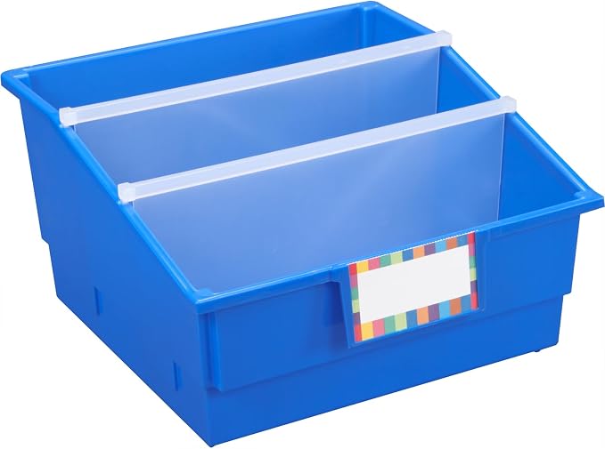 Really Good Stuff 12-Pack Single-Color Picture Book Classroom Library Bins with Dividers