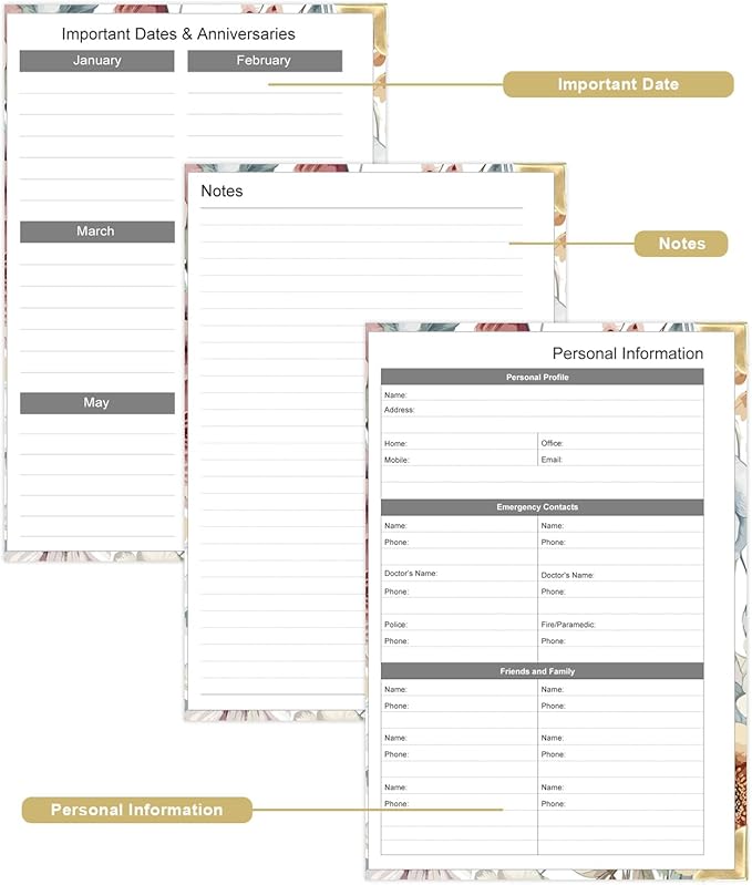 Undated Daily Monthly Planner for 2026 or Anytime - A5 To Do List with Hourly Schedule, Hardcover Spiral Bound Daily Planner to Increase Focus, Stylish School/Office Supplies, 5.8" x 8.5", Flower