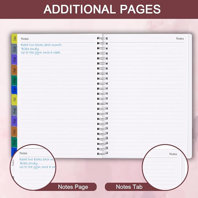 2026 Weekly & Monthly Planner - 2026 Planner Spiral Bound from January 2026 to December 2026, Easy to Organize Your Daily Life, Medium 6.5" x 8.5", Pink