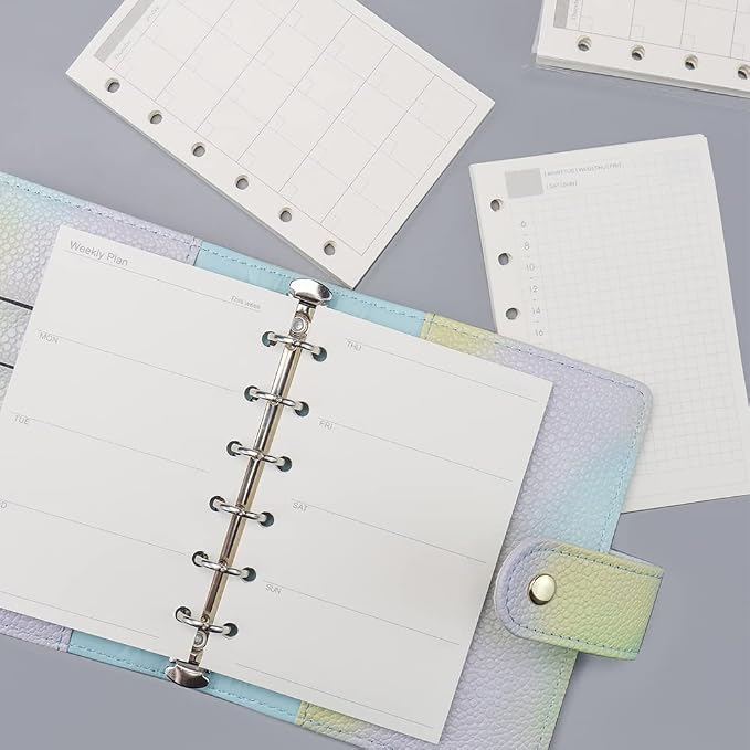 AxeWoodz A7 Refill Paper 3 Pack Undated Daily, Weekly, Monthly Binder Inserts 6-Hole Punched Filler Paper for Planner, 135 Sheets/270 Pages Refillable