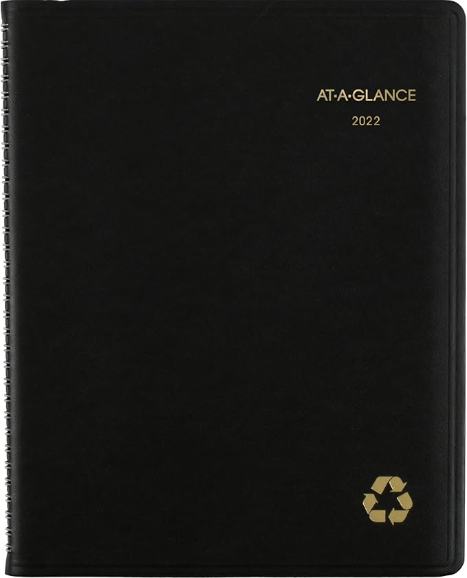 at-A-Glance 2022 Weekly & Monthly Appointment Book & Planner by at-A-Glance, 8-1/4" x 11", Large, Recycled, Black (70950G05)