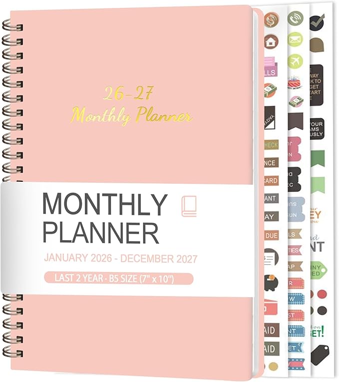 Monthly Planner 2026-2027, 2 Year Calendar 2026-2027 (Jan 2026 - Dec 2027), 7" x 10", 26-27 Monthly Calendar Planner, 24-Month Planning Book for Home School Office Supplies