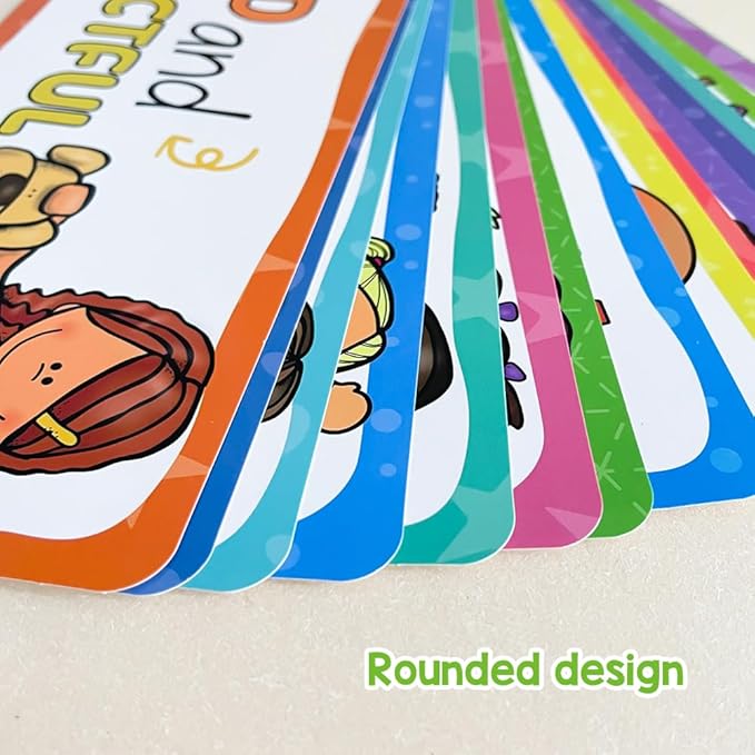 Lachilly 16Pcs Classroom Rules Cards, Class Interactive Social Distancing, Subject Titles for Bulletin Board Boarder Headliners, Classroom Decoration, Social Cognitive Card Teaching Aids 10.4x3.4 inch