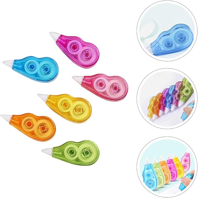 NOLITOY 6pcs Correction Tape Set 72m Long Candy Color Practical School Supplies Portable Stationery for Students and Office Use
