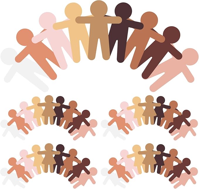 Geyee 108 Pcs Paper Cutouts for Crafts Blank Multicultural People Cut Outs for Bulletin Board Person Cardstock for Art Supplies Craft Project Home Decoration