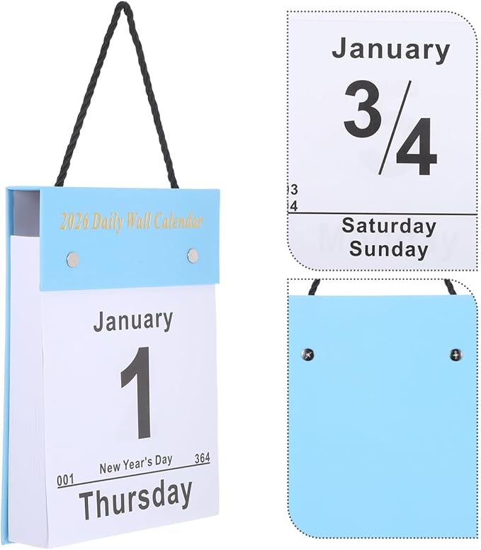 SEWACC Tear-off Daily Wall Calendar 2026 Large Print Vertical Hanging Planner Easy Read Day-to-day Organizer for Home Office School Study Room