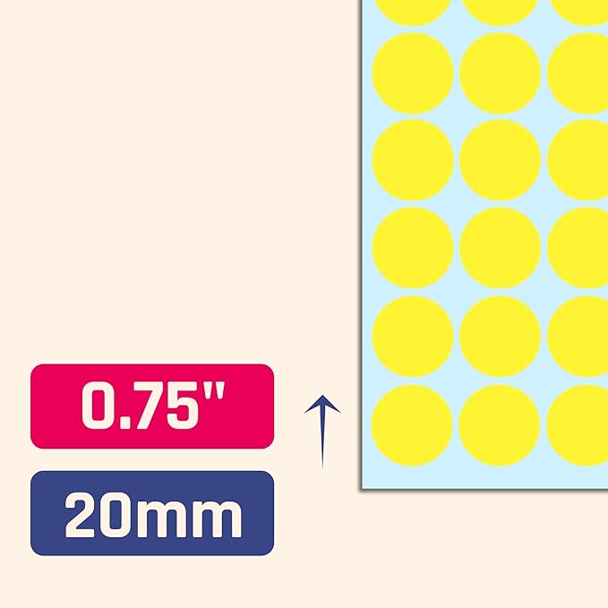 TownStix 8000 Pack, 3/4" Round Dot Stickers Circle Labels - Yellow