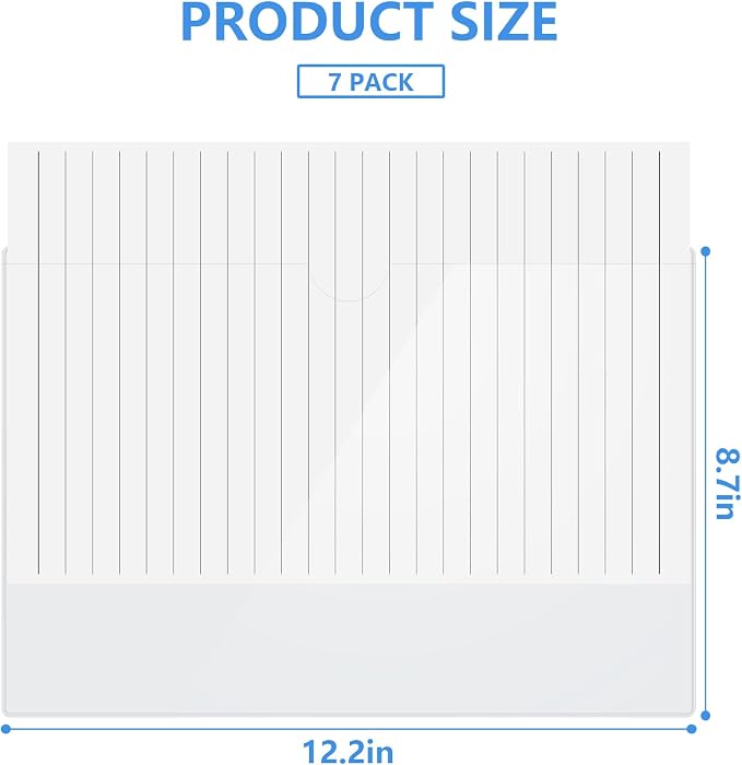 8.5" x 11" Peel & Stick Letter Size Pocket, Crystal Clear 8.5 x 11 Adhesive Wall Pockets- 7 Pack