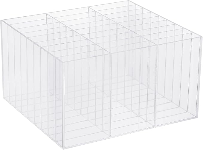 Acrylic Marker Organizer for 108 Markers, Large Capacity Alcohol Marker Storage Rack for Desk, Horizontal Pens Pencils Holder Art Organizer with 27 Compartments for Classroom Office