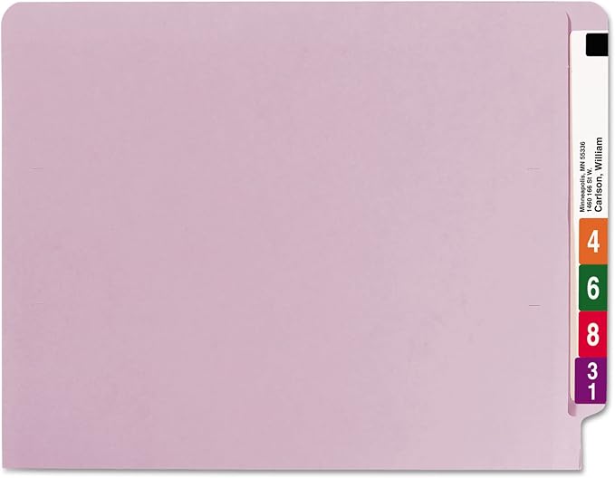 SMD25410 - Smead 25410 Lavender End Tab Colored File Folders with Reinforced Tab