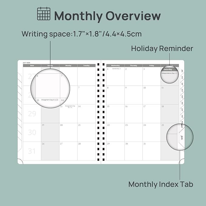 POPRUN 2026-2027 Academic Year Weekly and Monthly Planner Calendar,Jul 2026 - Jun 2027，10" x 8"， Daily Agenda Book & Appointment Book with Hourly Schedule, Tabs, Hardcover, School and Office Supplies - Black