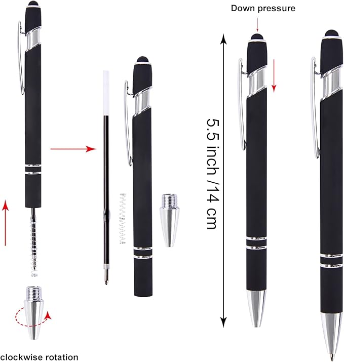 Actsun Gel Ink Pens, 12 Pcs, Fine Point, Smooth Writing, Screens & Touch Compatible, Black, Red & Blue, 0.7 mm, Gift & Office Accessory