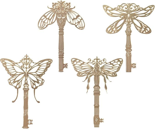 4Pcs Metal Bookmarks Vintage Golden Hollow Out Book Marks for Reading Insect Series Book Tracker Bookmarks for Reading Womon Bookmark for Book Lovers, Teacher, Students