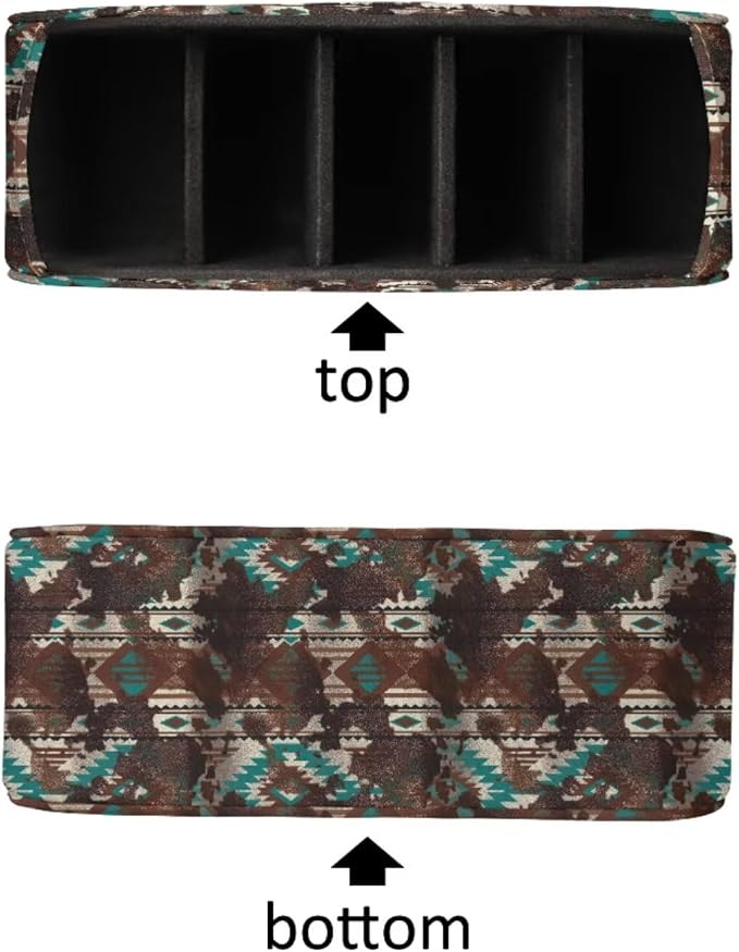 Aztec Cow Spot Print Remote Control Holder with 5 Compartments, Office Desk Organizers Couch/TV Stand/Nightstand Accessory-Desktop Space Saver,Remote Control Caddy