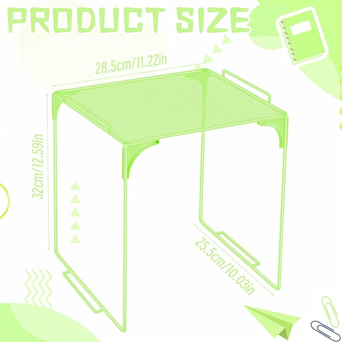 Demonwer Locker Organizer Shelf Grass Green Stackable Extra Locker Shelf Storage Cabinet Accessories for School Office Home Gym Supplies