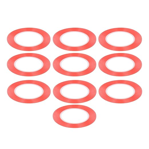 10 Pcs PET Double Sided Tape, Strong Viscosity Mounting Tape, Red PET Adhesive Tape for Electronics Fixation and Home Office Use with Firm Hold (1mm)
