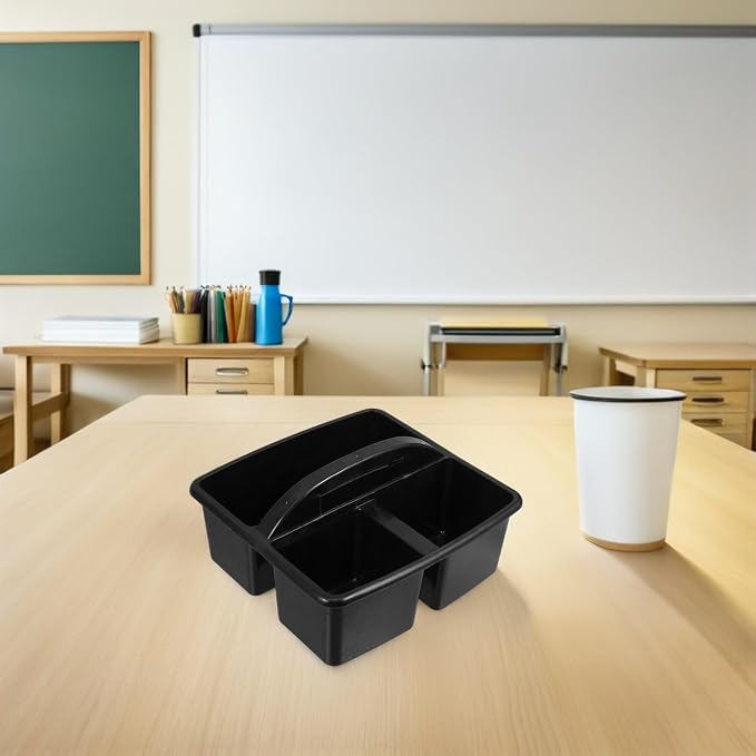 PRETYZOOM 2pcs Plastic Classroom Storage Caddy Tote with Handle, Compartment Organizer Basket for Stationery, Art Supplies, and Craft Tools, Portable Desk Storage and Teachers