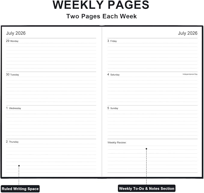 2026-2027 Planner - Weekly & Monthly Planner from July 2026 to June 2027, 5.8'' × 8.3'' Agenda 2026-27 with Inner Pocket, Elastic Band, Hard Cover, Perfect Daily Organizer, Black